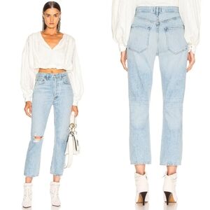 AGOLDE Riley High-Rise Straight Crop Jeans in Shatter, Size 27